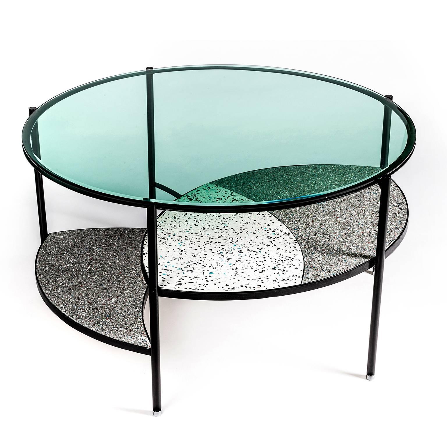 Contemporary Terrazzo, Glass, Steel and Aluminum Table In New Condition For Sale In Mexico City, MX