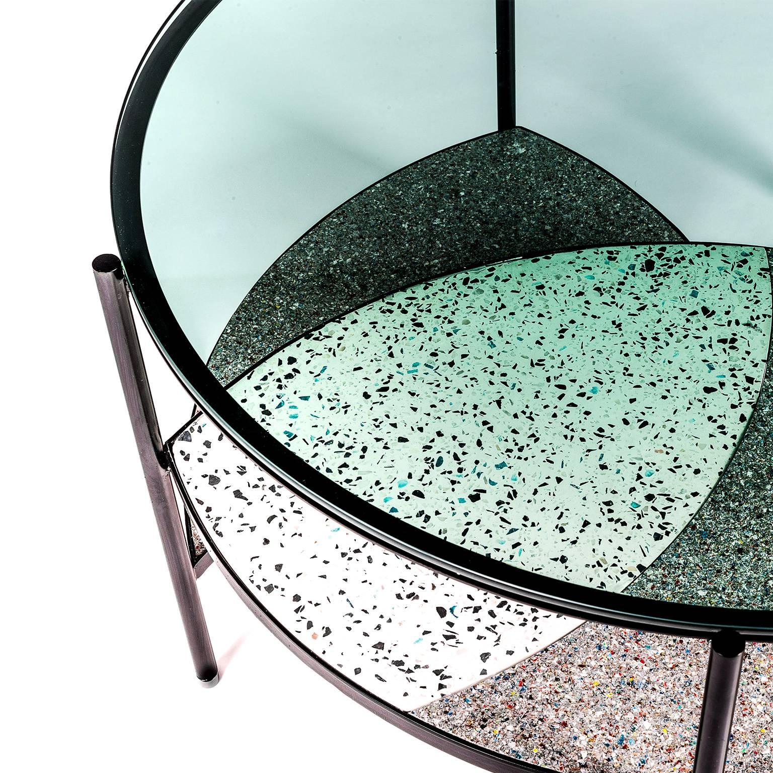 Contemporary Terrazzo, Glass, Steel and Aluminum Table For Sale 1