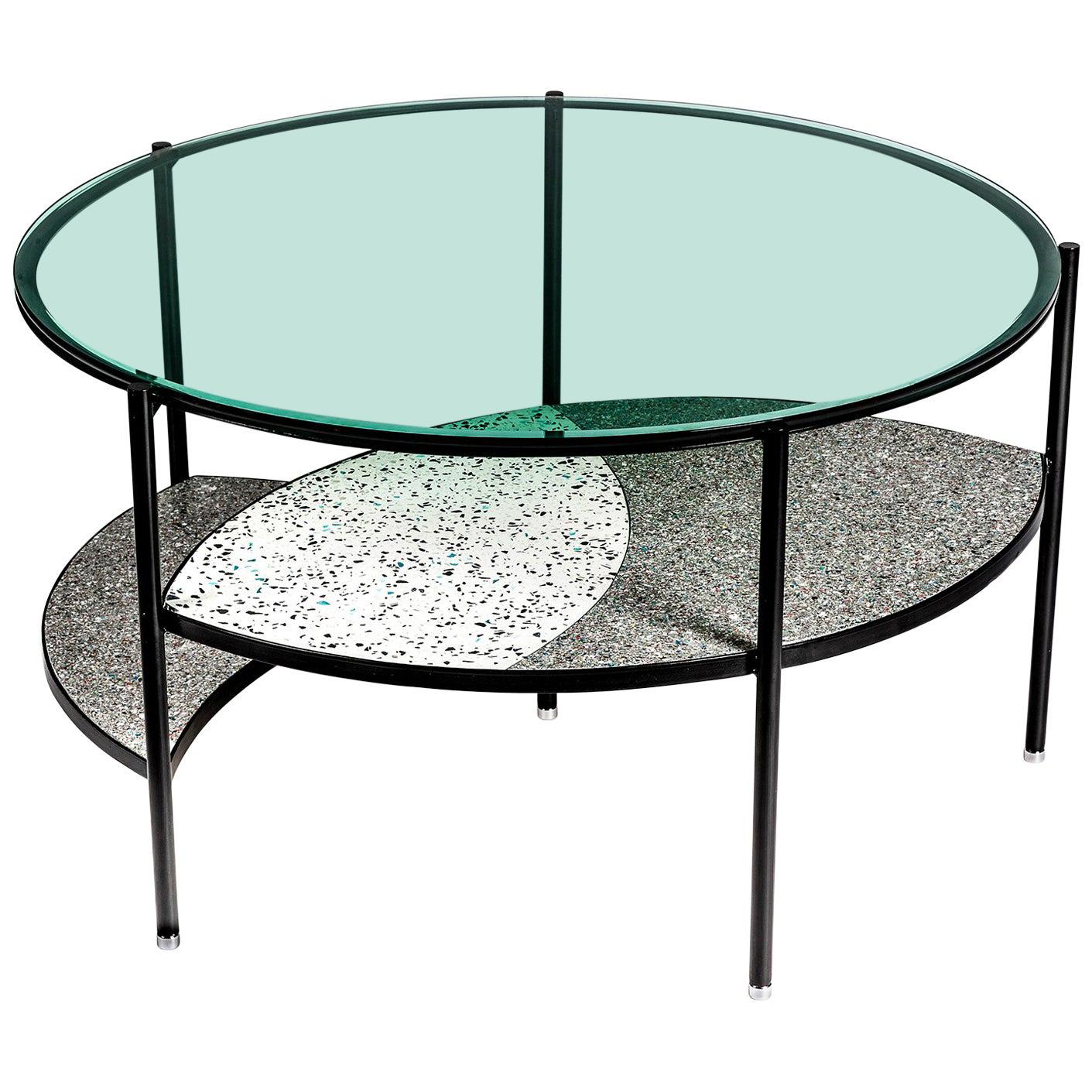 Contemporary Terrazzo, Glass, Steel and Aluminum Table For Sale
