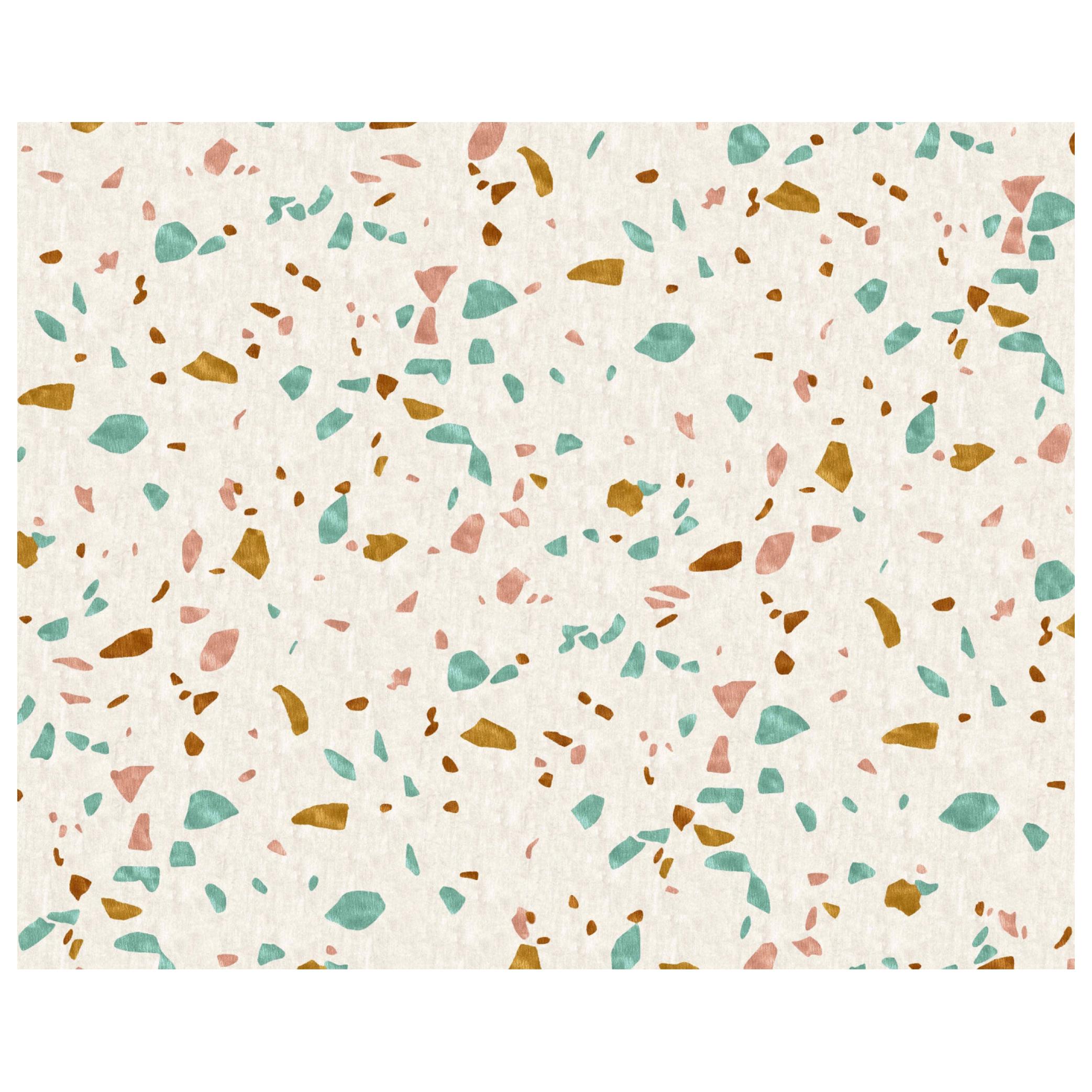 Contemporary Terrazzo Wool and Viscose Mix Hasa Rug For Sale