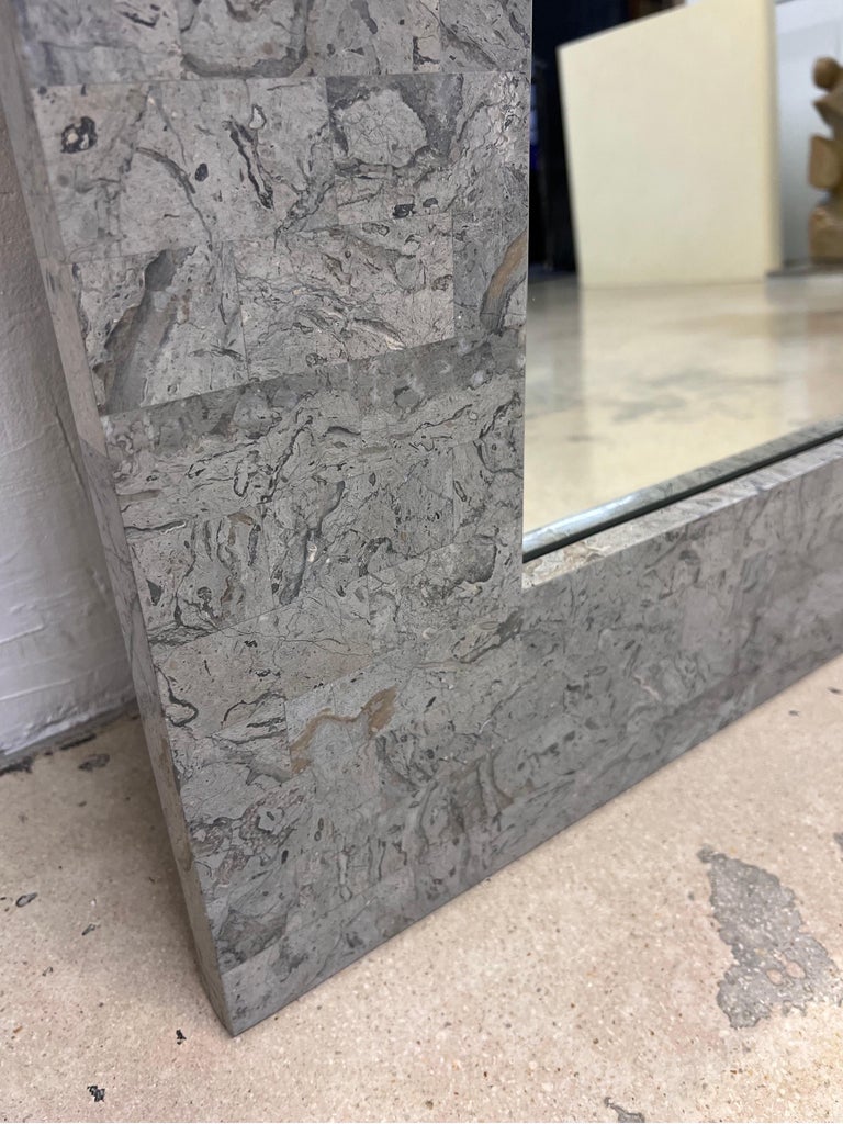 Contemporary Tessellated Stone and Chrome Inlay Mirror by Oggetti For ...