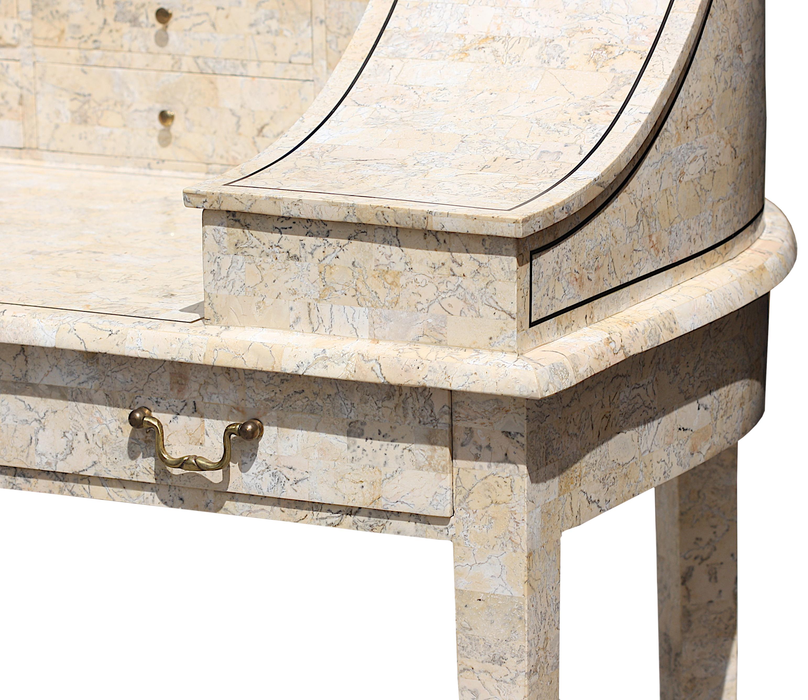 Contemporary Tessellated Stone Carlton House Desk In Good Condition For Sale In West Palm Beach, FL