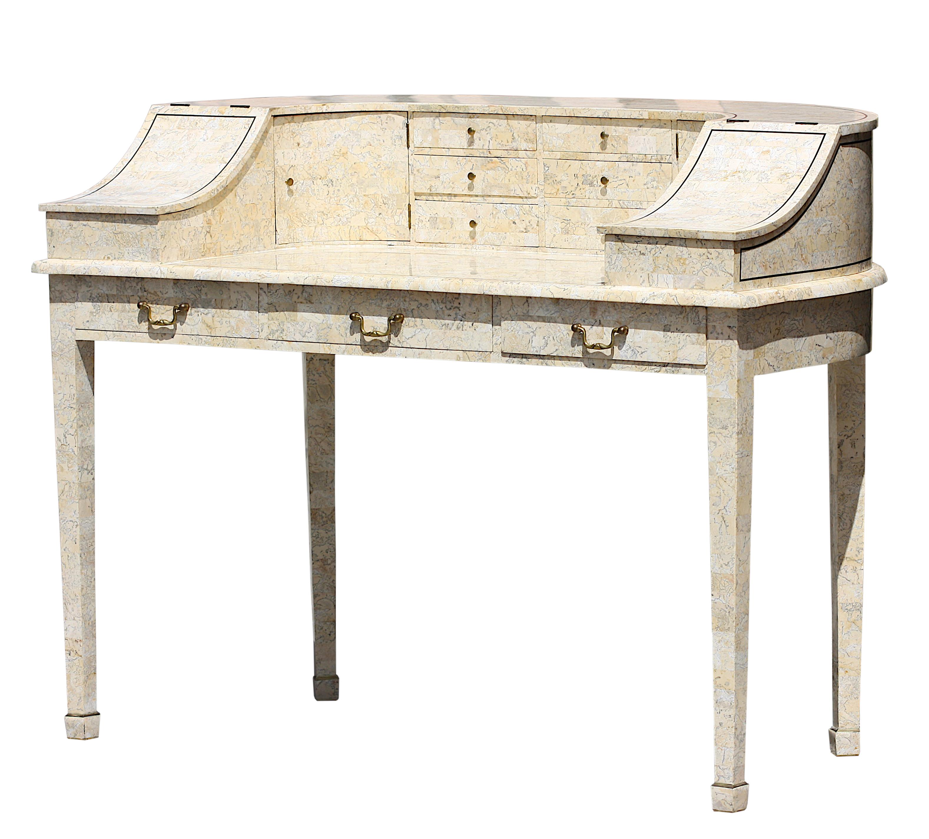 Contemporary Tessellated Stone Carlton House Desk For Sale 4