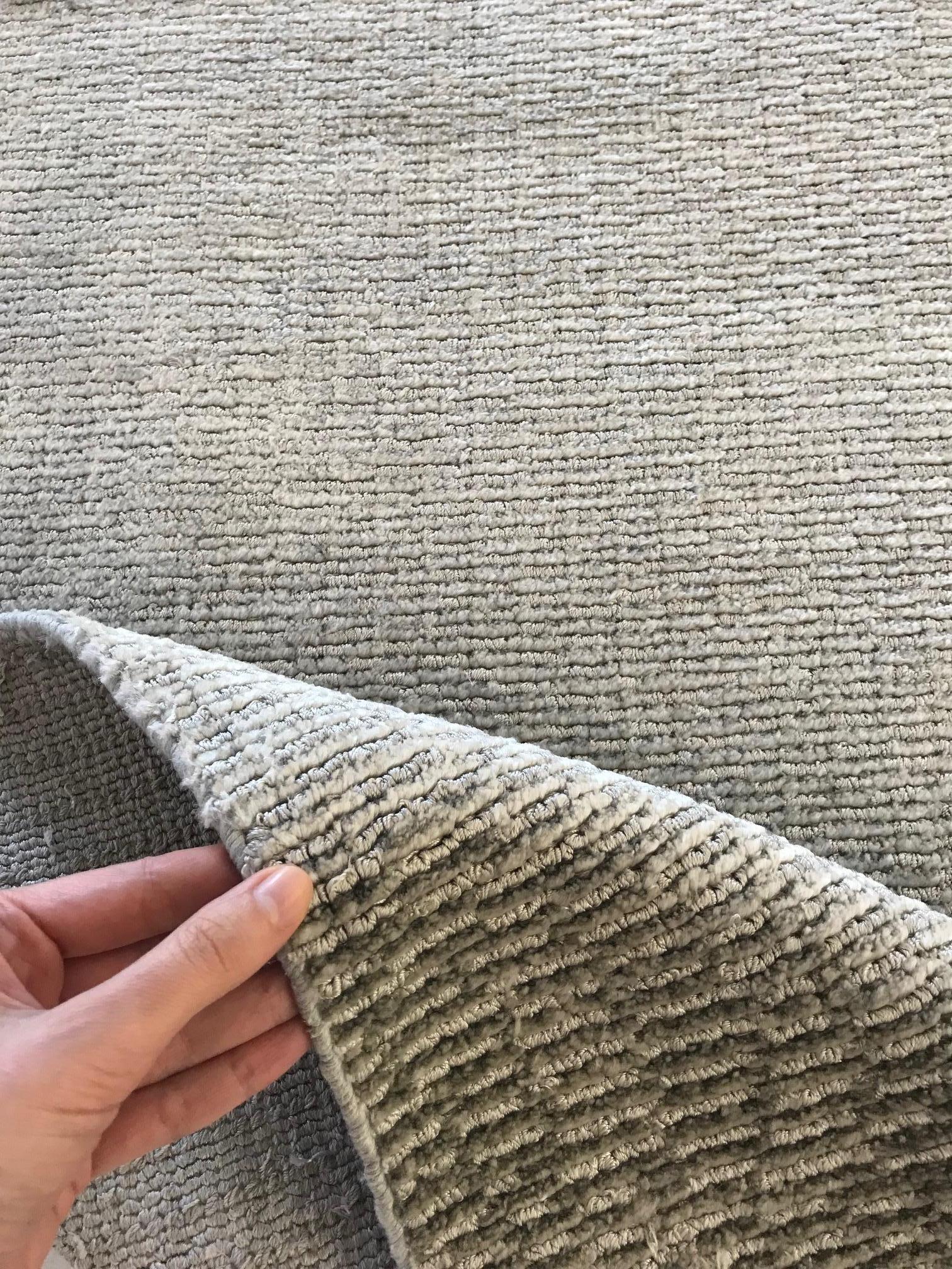 Indian Contemporary Textural  Silver Grey Silk Runner by Doris Leslie Blau For Sale
