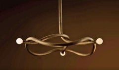 Contemporary Textured Brass Chandelier, Tryst Three by Paul Matter