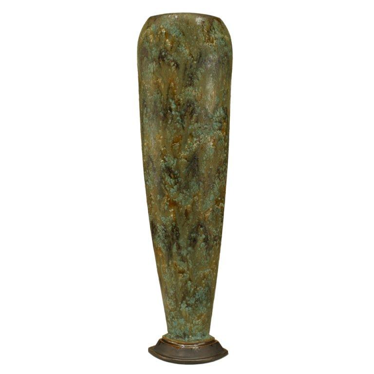 American Post-War Di Pasquale Green Ceramic Vase For Sale