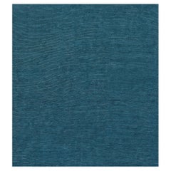 Contemporary Textured Wool and Silk Dark Teal Rug