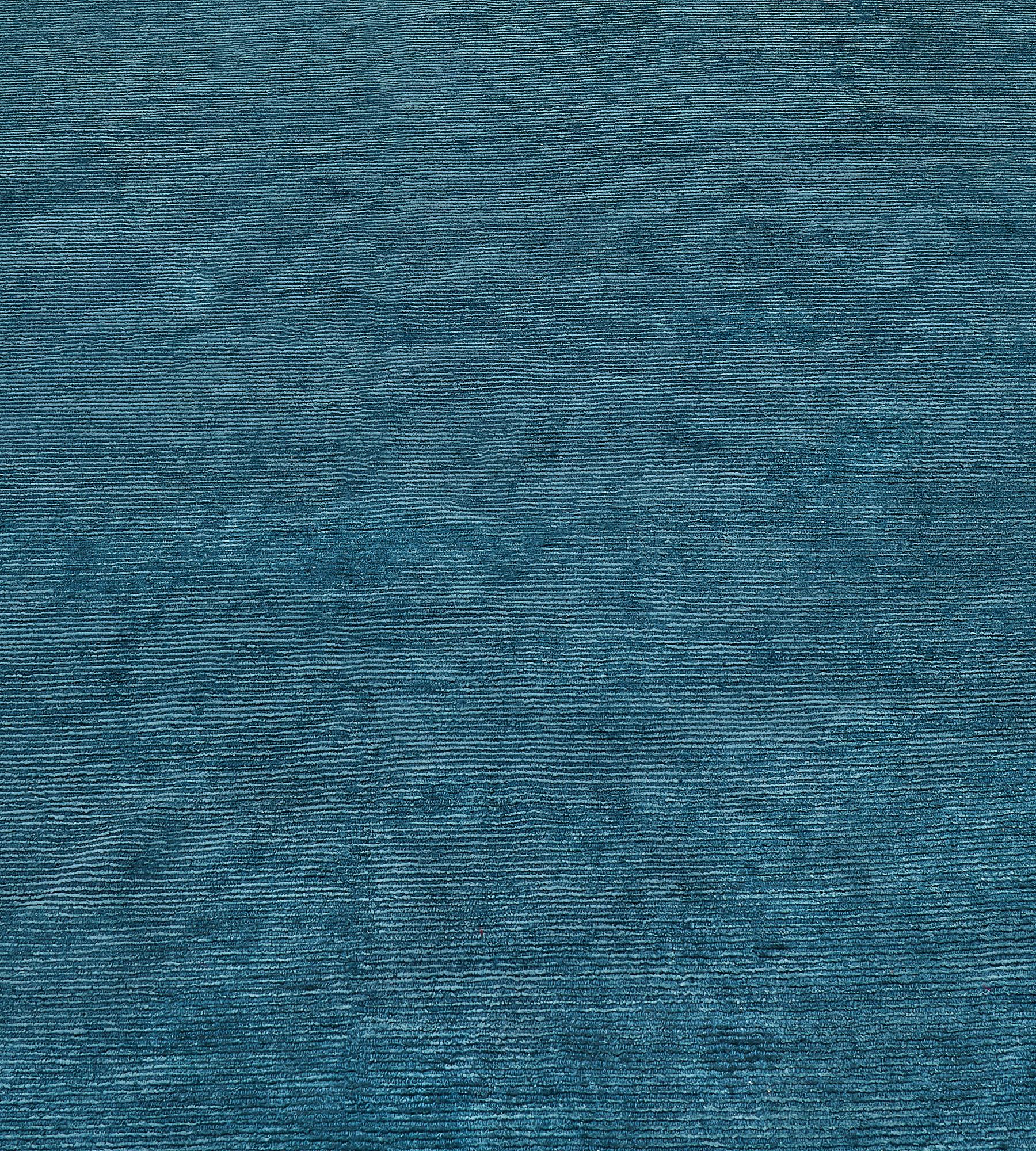 Américain Tapis contemporain en laine texturée sarcelle foncé en vente