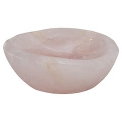 Contemporary Thick Rose Quartz Crystal Bowl
