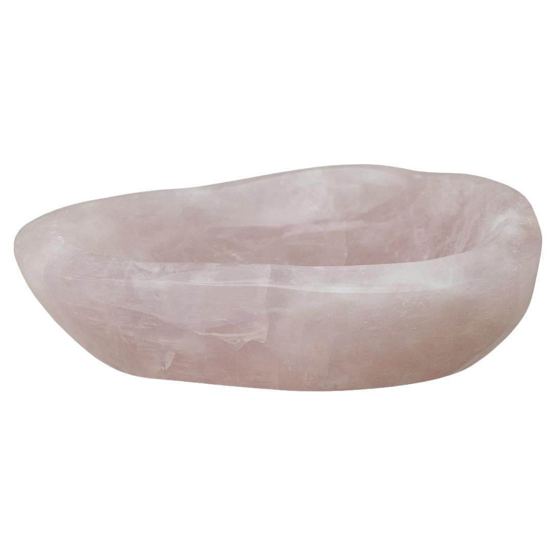 Contemporary Thick Rose Quartz Crystal Bowl For Sale at 1stDibs