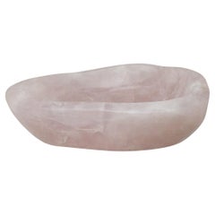 Contemporary Thick Rose Quartz Crystal Bowl