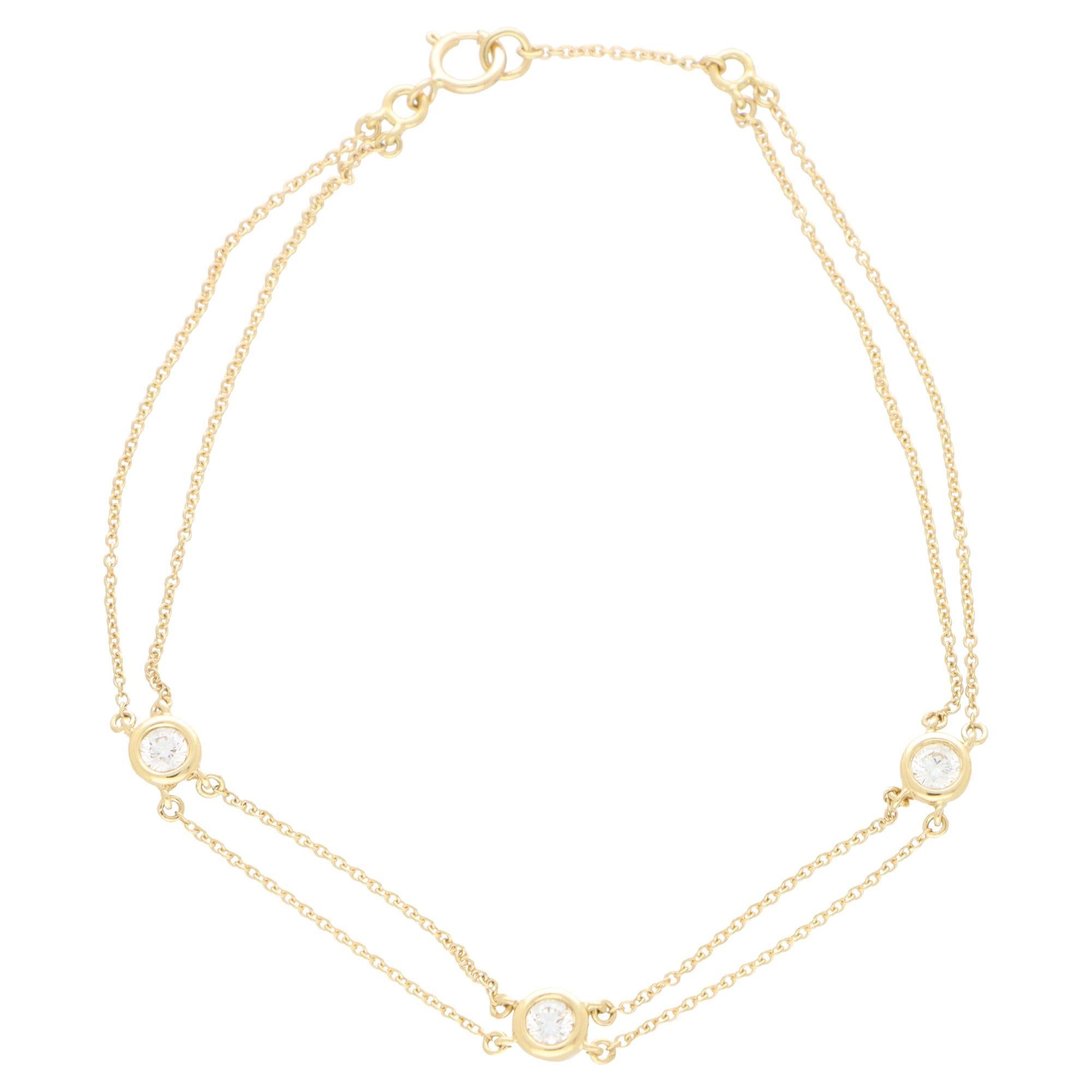 Contemporary Three Diamond Chain Bracelet Set in 18k Yellow Gold