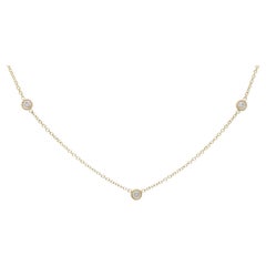 Contemporary Three Diamond Necklace Set in 14k Yellow Gold