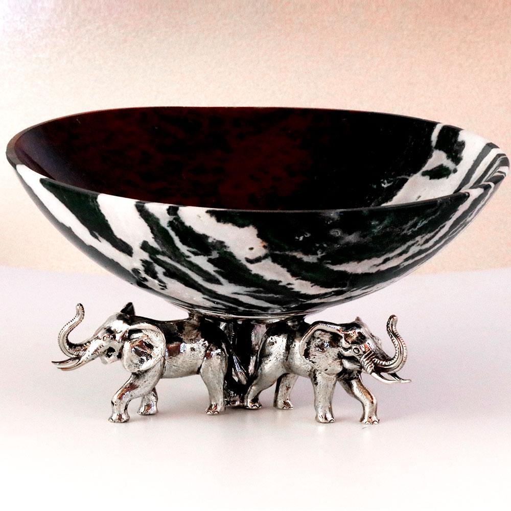 Contemporary Three Elefants Base by Alcino Silversmith in Sterling Silver 925 For Sale 6