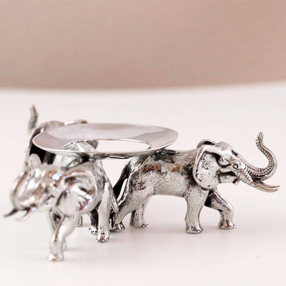 Portuguese Contemporary Three Elefants Base by Alcino Silversmith in Sterling Silver 925 For Sale