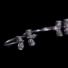 Contemporary Three-Finger Marquise Pear Brilliant Diamond Ring 18K White Gold