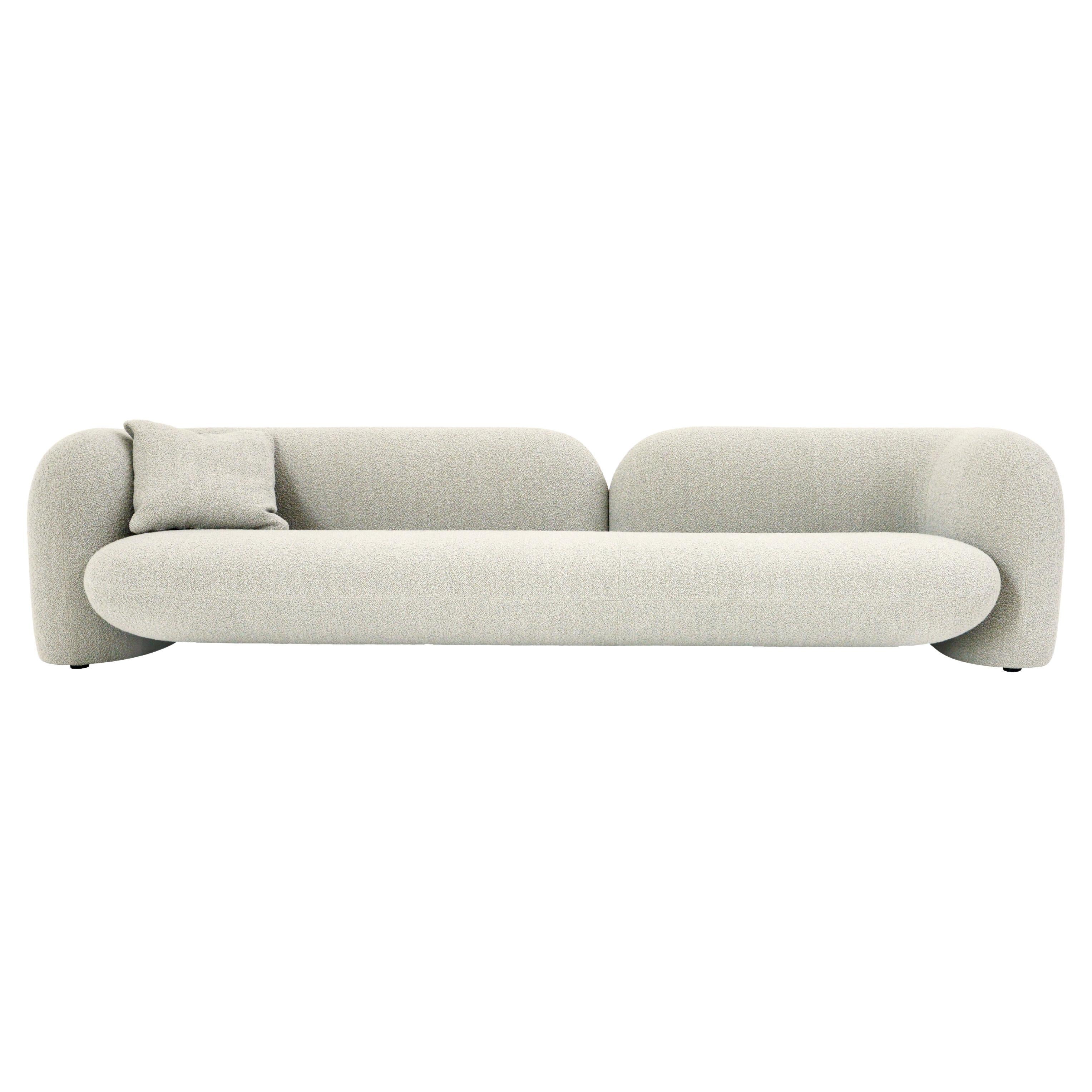 Contemporary Three-Seater Sofa by Hessentia Upholstered in Fabric, Bouclé, Grey