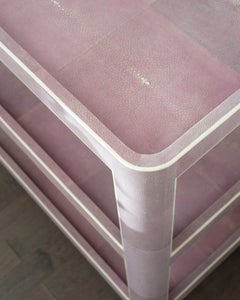 Contemporary Three Tiered Bar Cart in Lavender Shagreen