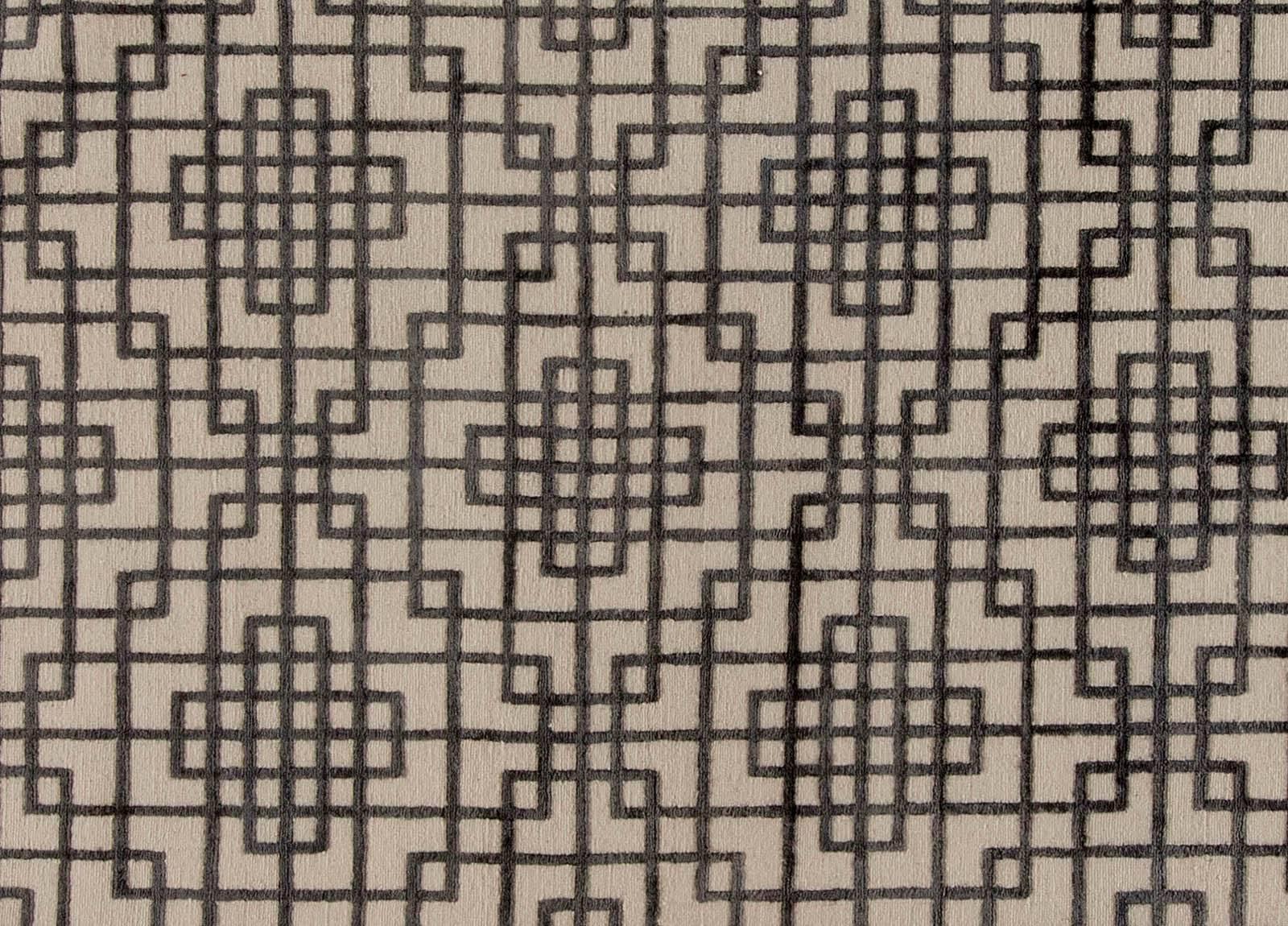 Contemporary Tibetan Art Deco Style silver rug by Doris Leslie Blau.
Size: 12.1