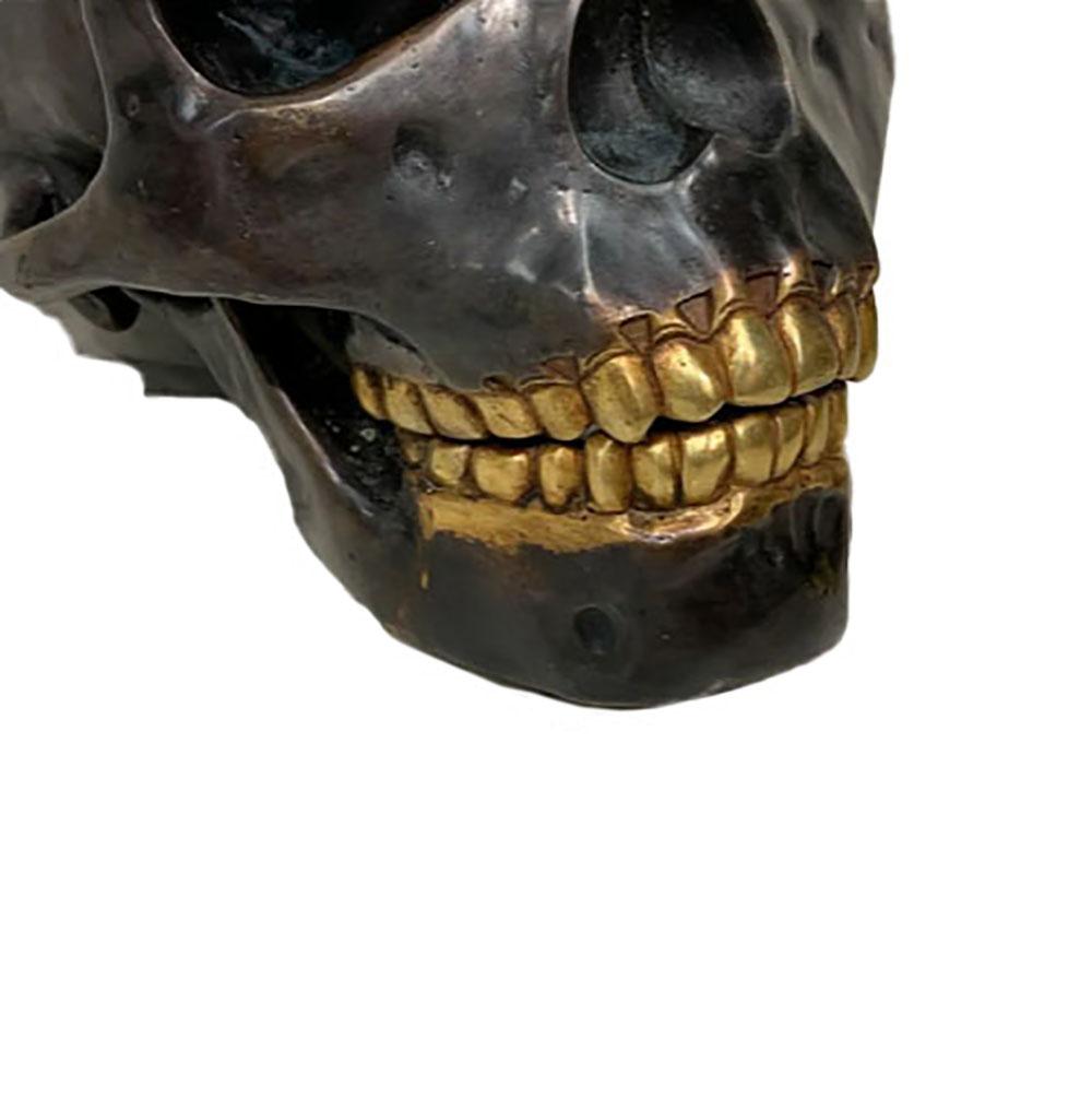 Contemporary Tibetan Bronze Skull Sculpture  For Sale 2