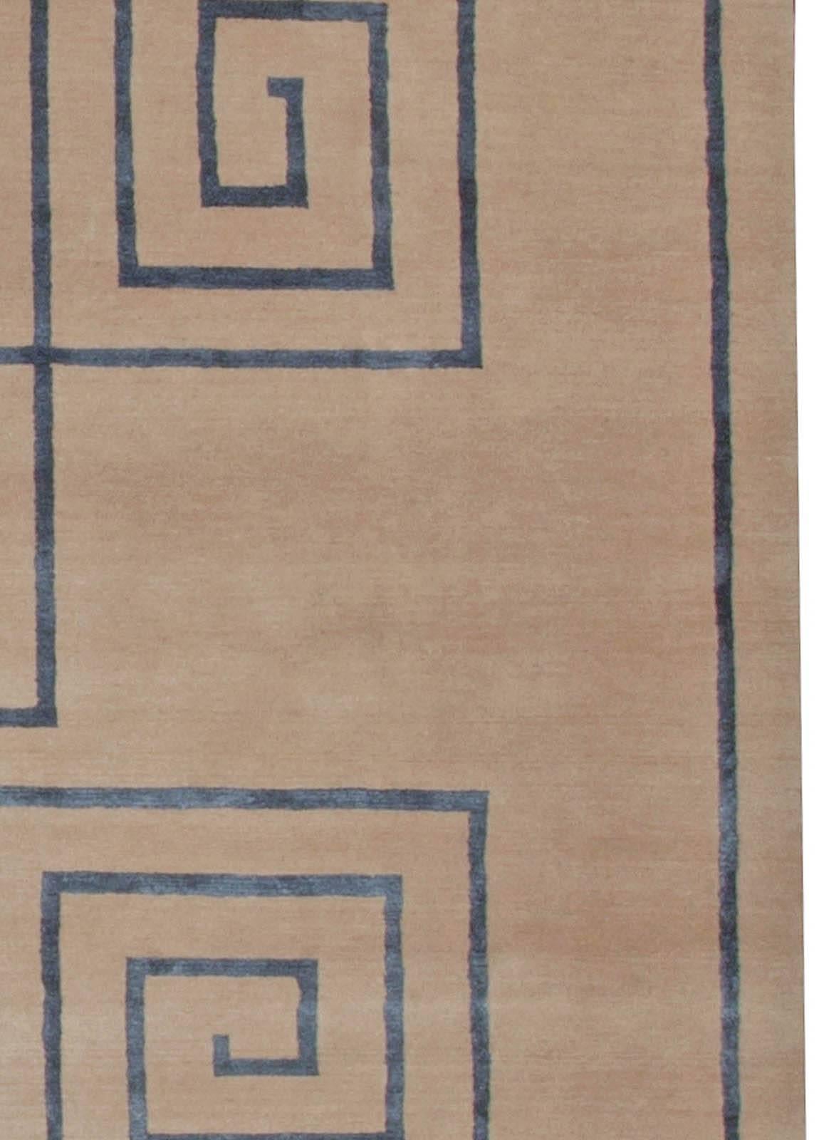 Contemporary Tibetan 'Greek Key' Handmade Wool Rug by Doris Leslie Blau In New Condition For Sale In New York, NY