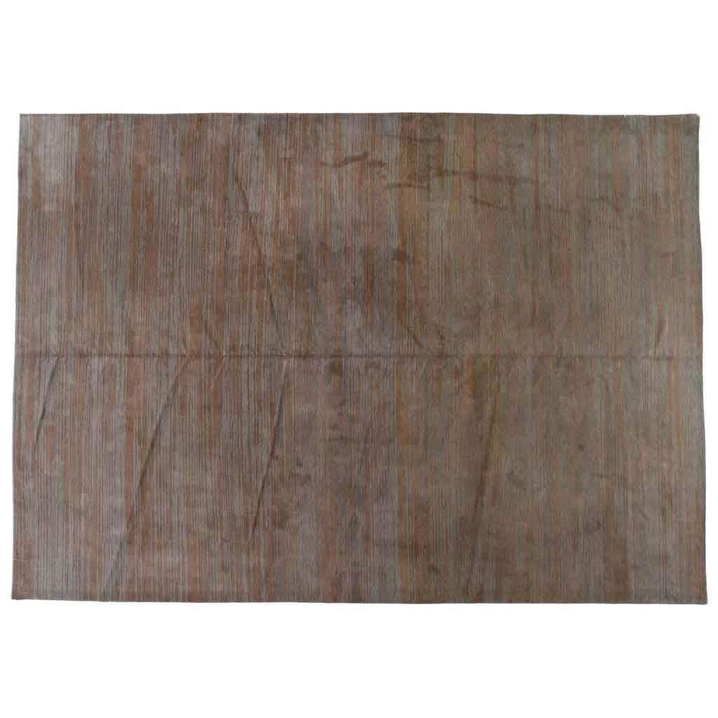 Contemporary Tibetan Style Grey and Copper Area Rug For Sale