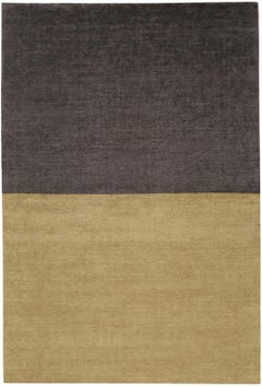 Contemporary Tibetan Rug Hand-Knotted in Nepal, Dark Gold - Purple Brown