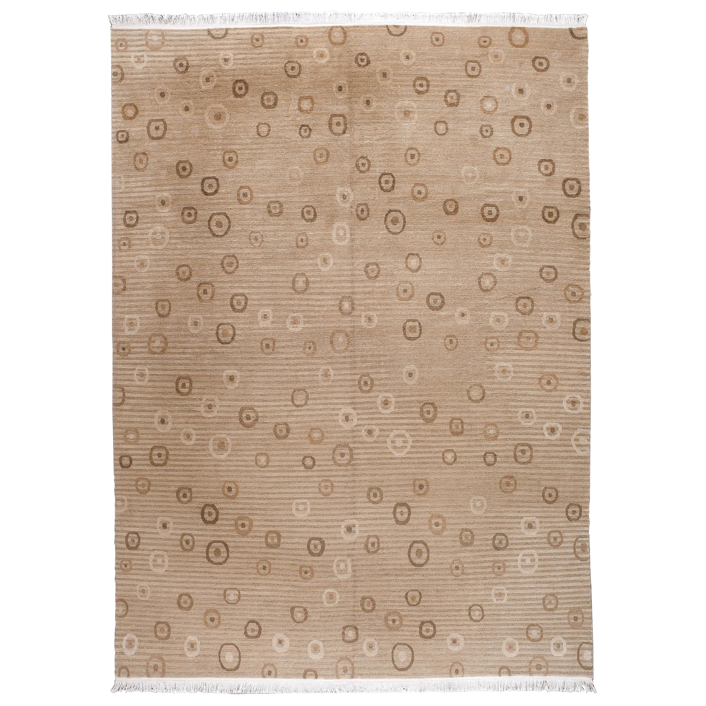 Contemporary Tibetan Style Tan Wool Area Rug For Sale