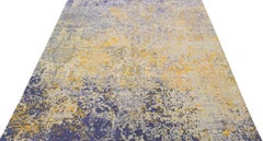 Zeitgenössischer tibetischer Teppich aus Wolle und Seide mit mehrfarbigem abstraktem Muster