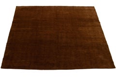 Contemporary Tibetan Wool & Silk Square Rug In Brown Color