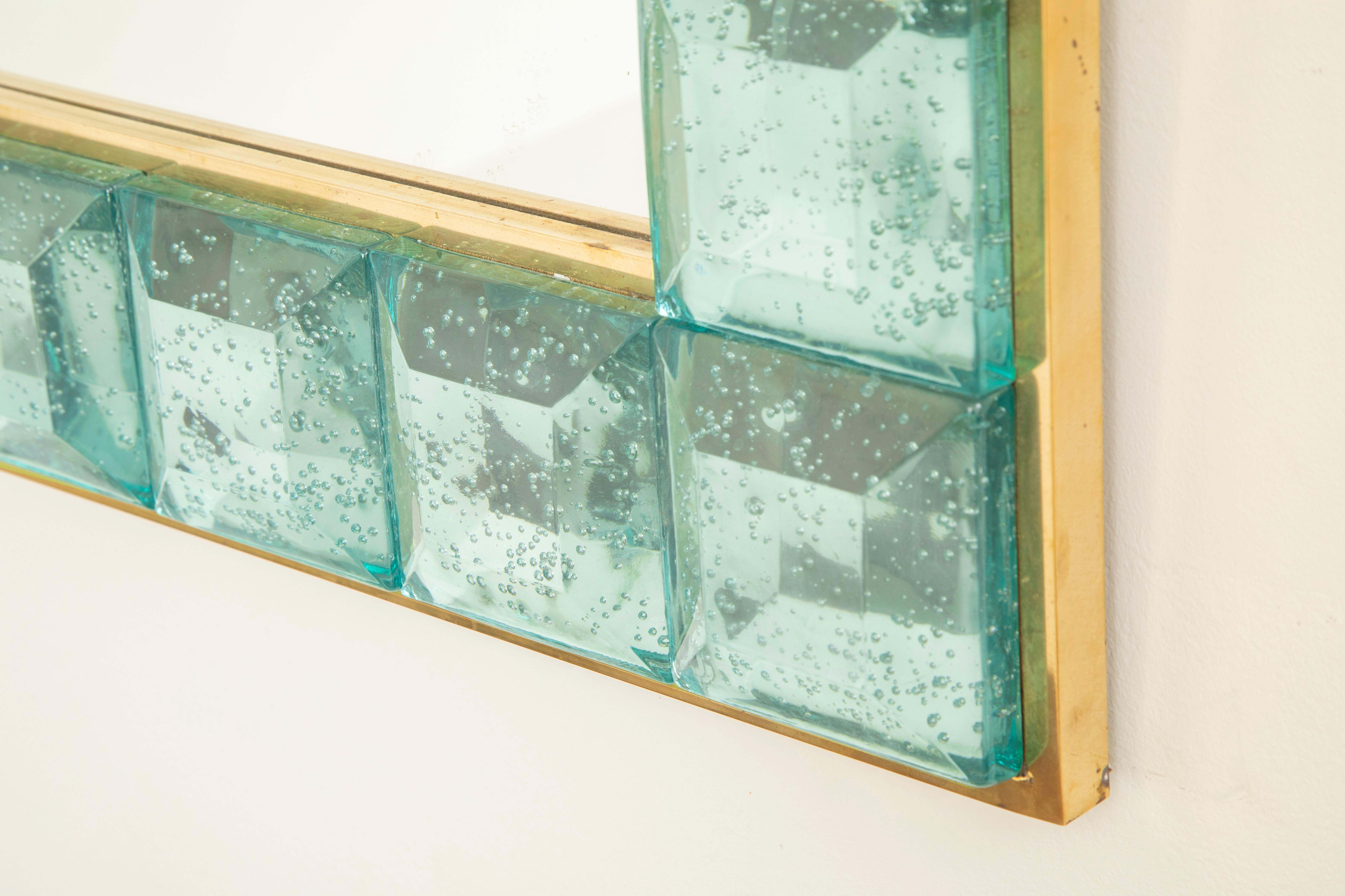Contemporary Tiffany Blue Diamond Murano Glass Mirror, Available Now. In New Condition In Miami, FL