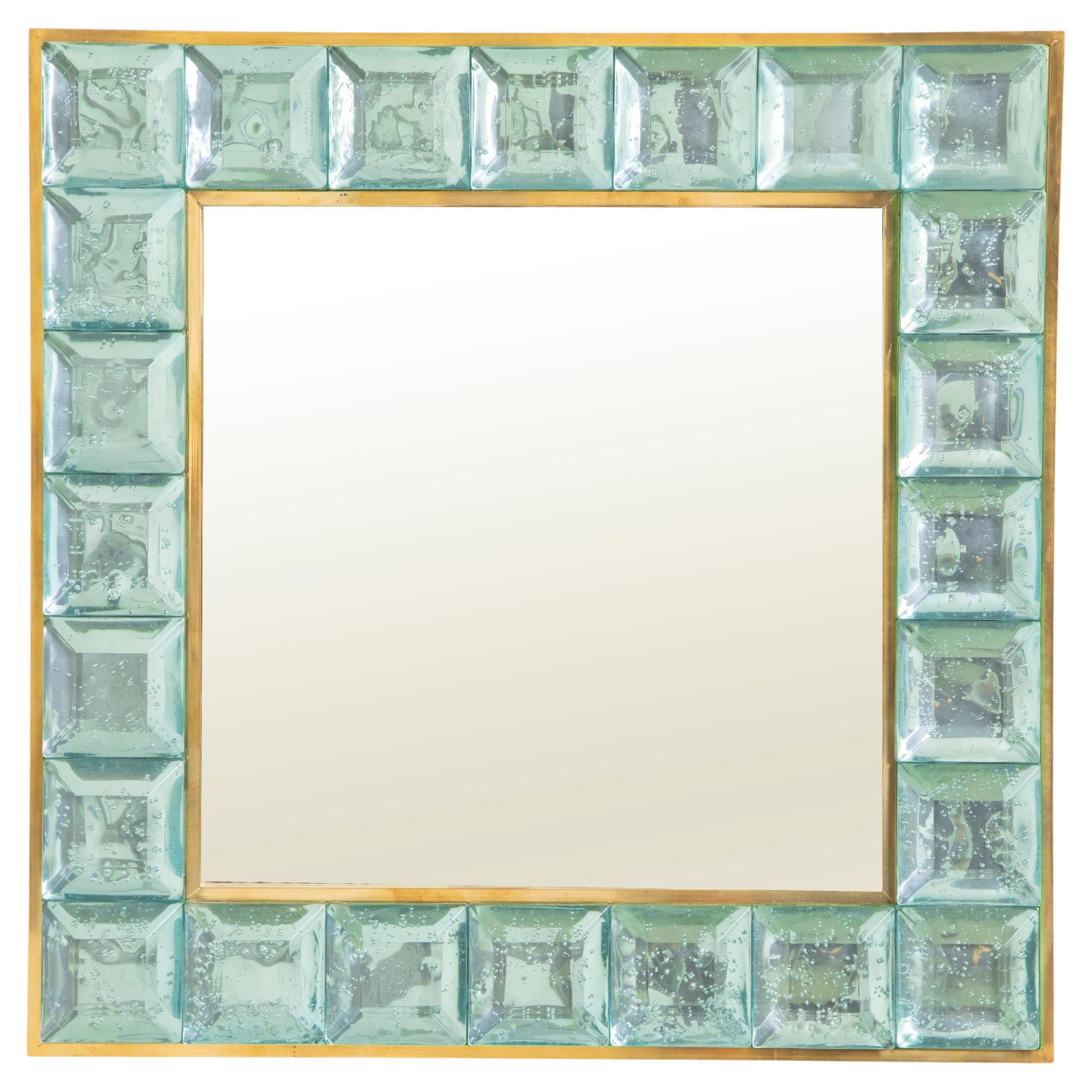 Contemporary Tiffany Blue Diamond Murano Glass Mirror, Available Now.