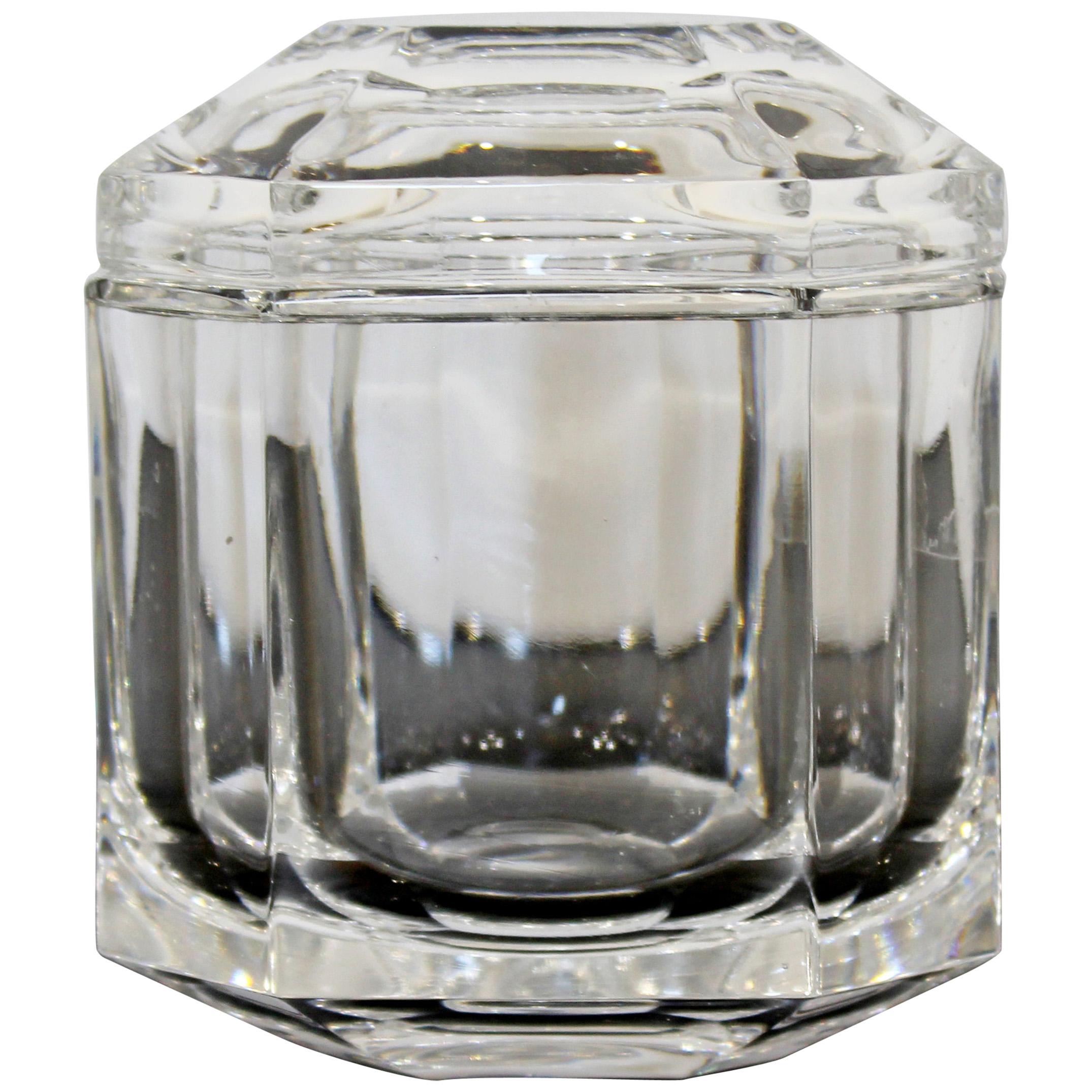 Contemporary Tiffany & Co Signed Crystal Glass Lidded Jar Vessel Table Sculpture