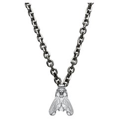 Contemporary Titanium Bracelet with 18K White Gold Fly Motif