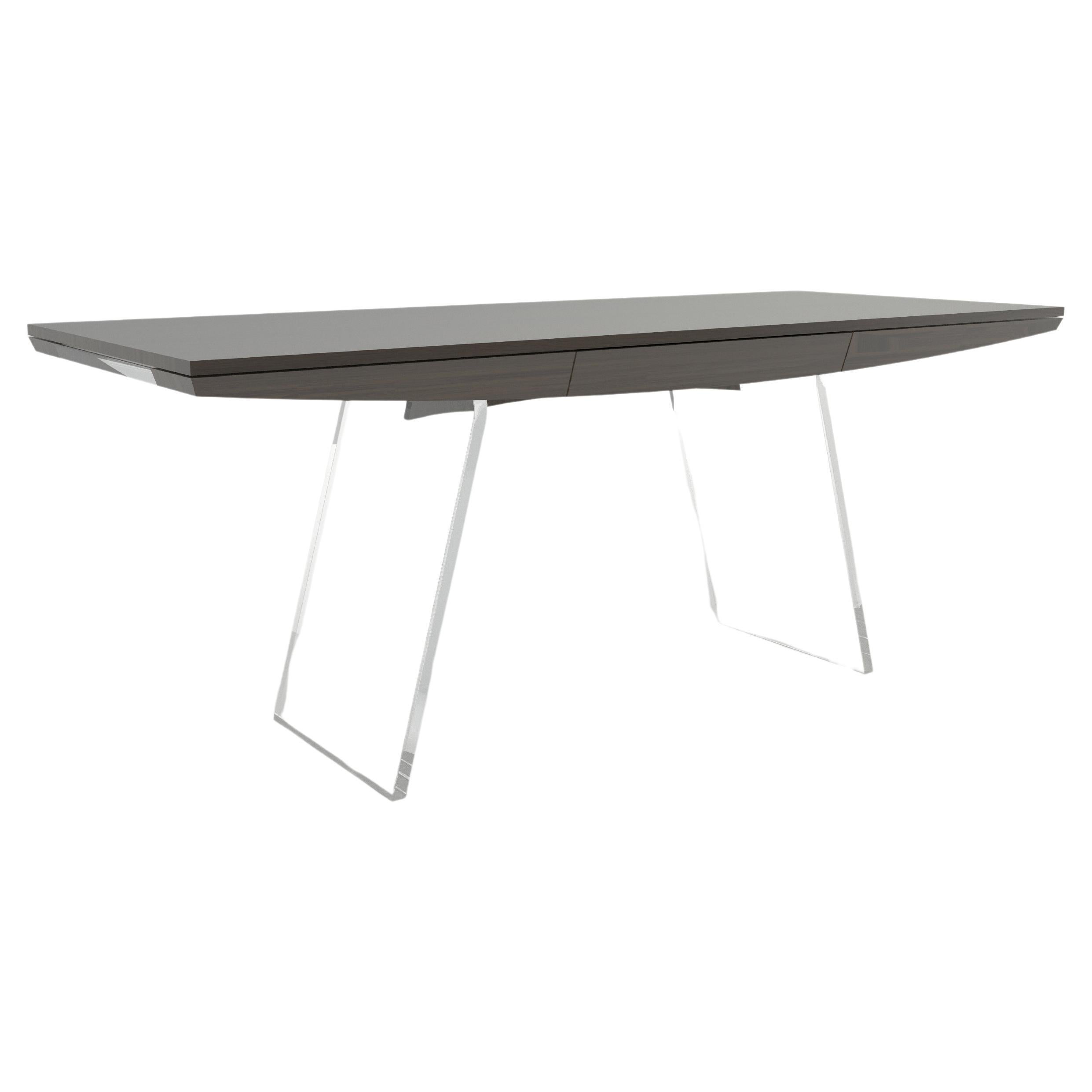 Contemporary Toba Desk Solid wood top clear Lucite legs