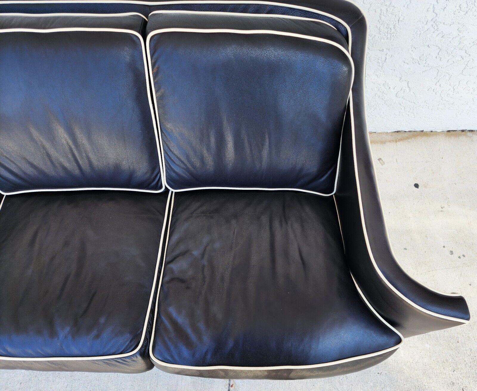 Mid-Century Modern Contemporary Top Grade Leather Sofa by Elite Leather For Sale