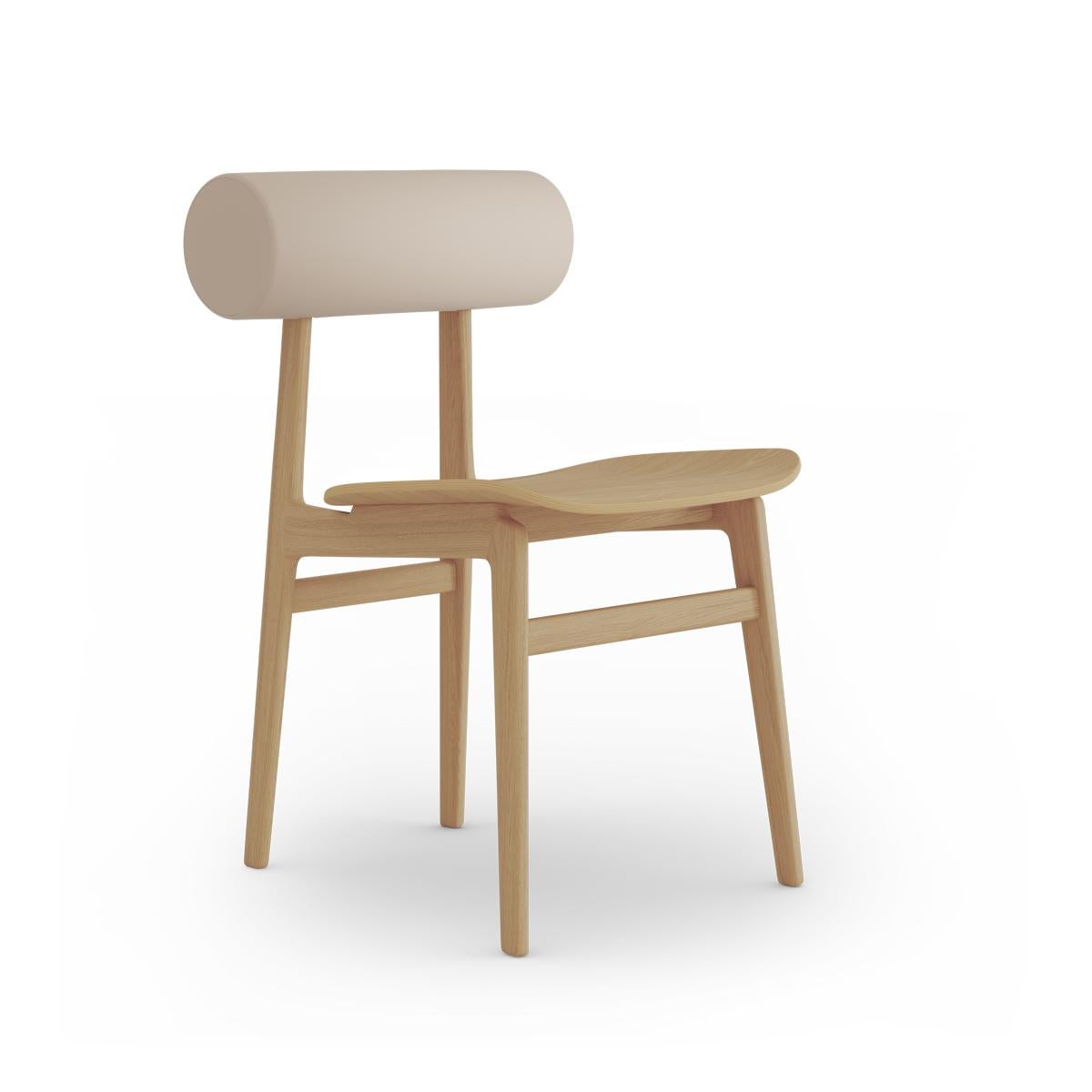 Contemporary Totem Chair by Norr11, Light Smoked Oak, Leather Back (Terra Lime) For Sale 4
