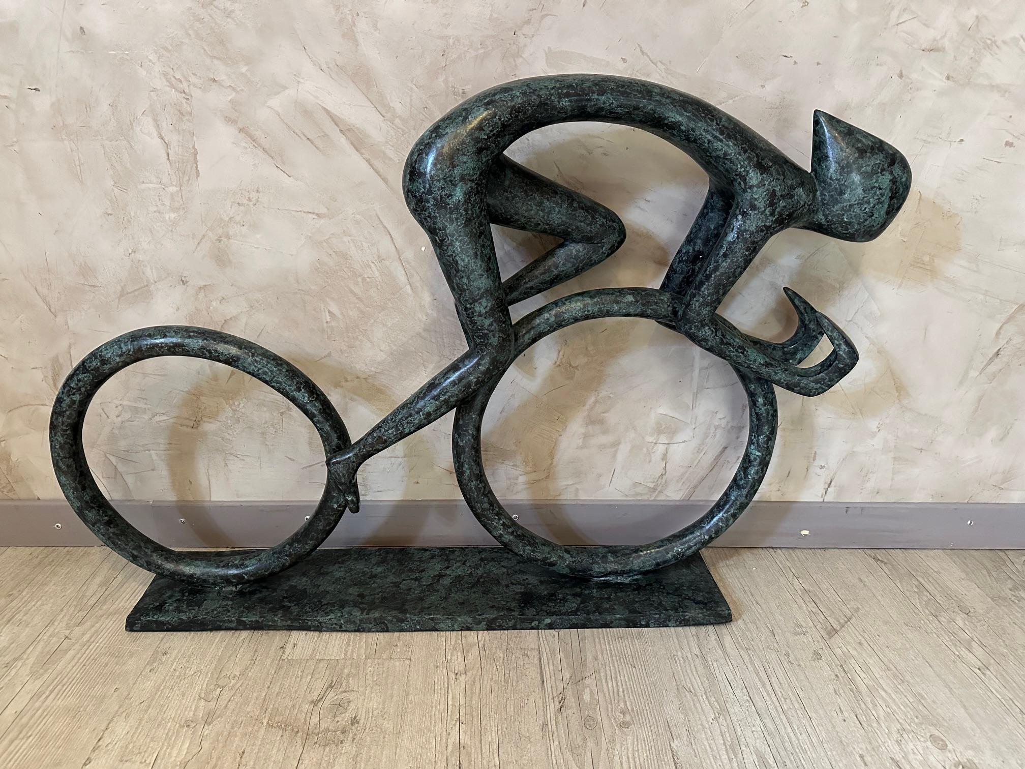 Exceptional contemporary Bronze sculpture of the cyclist 