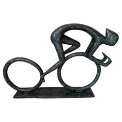 Sculpture en bronze contemporaine "Tour de France" Cycliste
