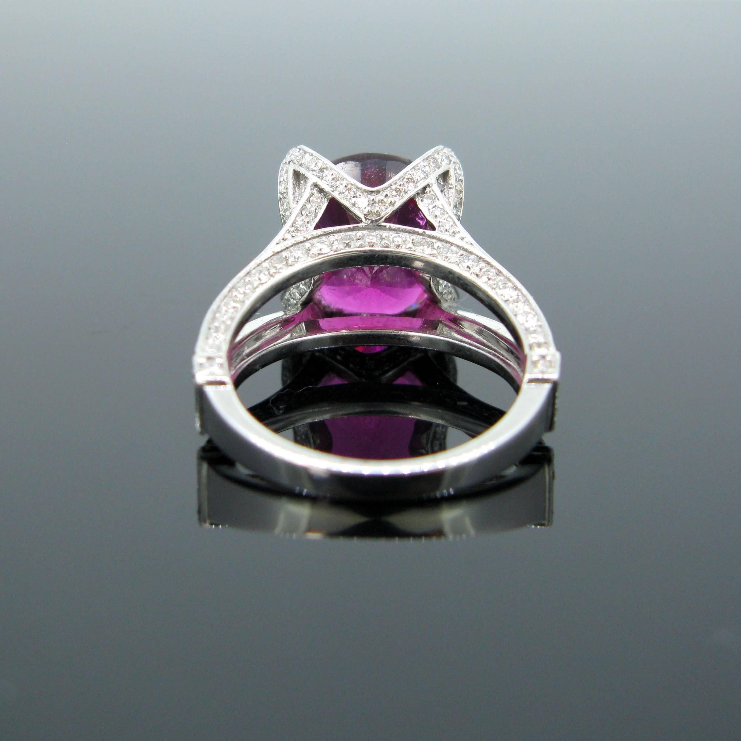 Contemporary Tourmaline Diamond 18 Karat White Gold Cocktail Ring 1