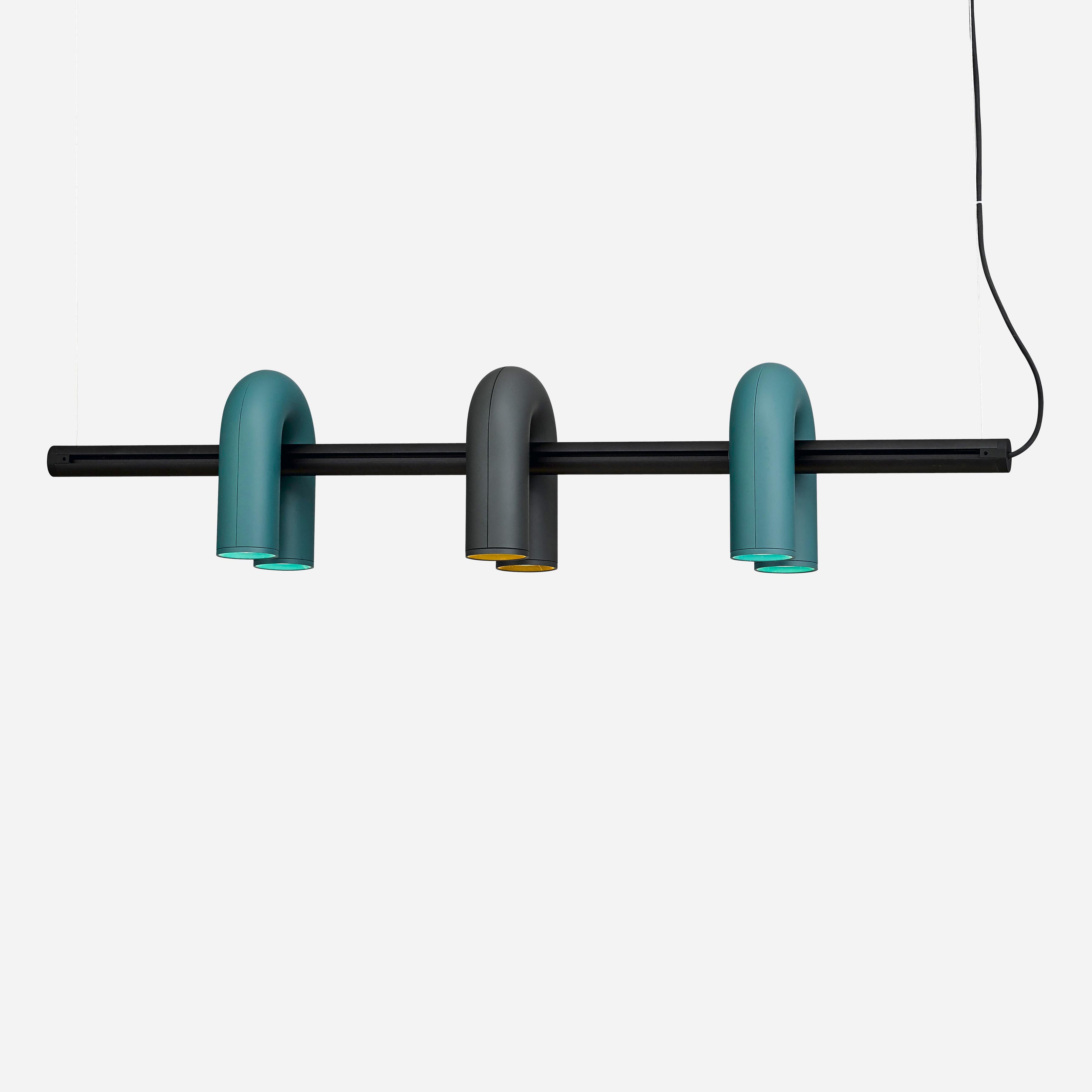 Organique Lampes de signalisation contemporaines « Circles » de AGO Rail + 3 plafonniers gris en vente