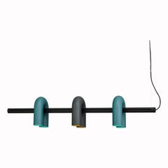 Contemporary Track Lights 'Cirkus' by AGO, Rail x 2 green, 1 charcoal