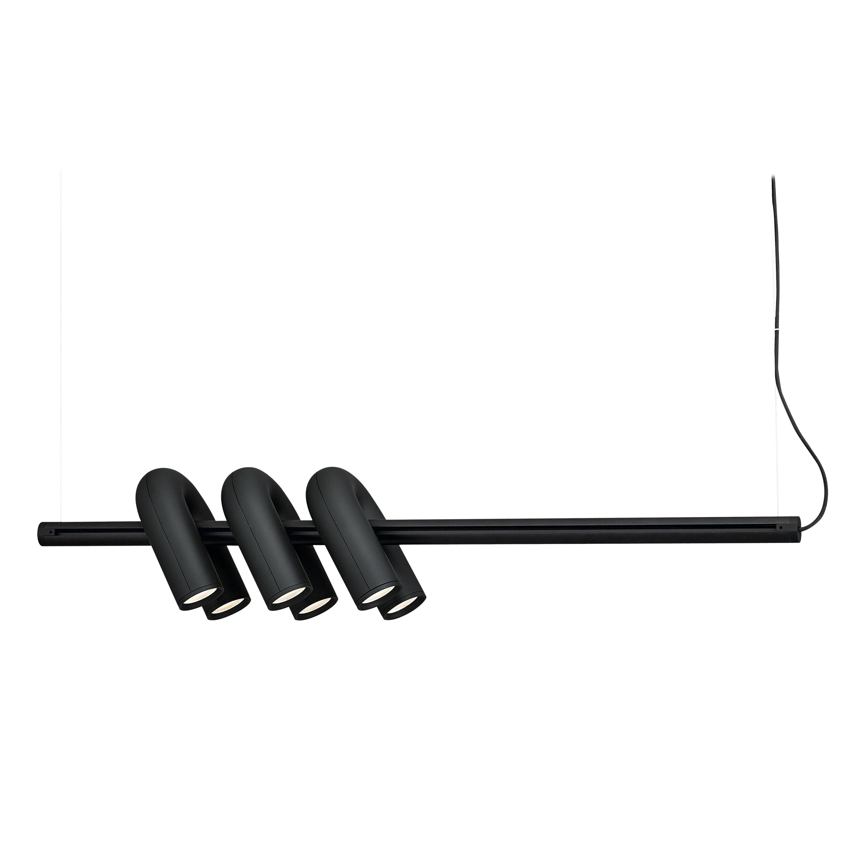 Lampes de signalisation contemporaines 'Cirkus' par AGO, Rail + 3 lampadaires noirs