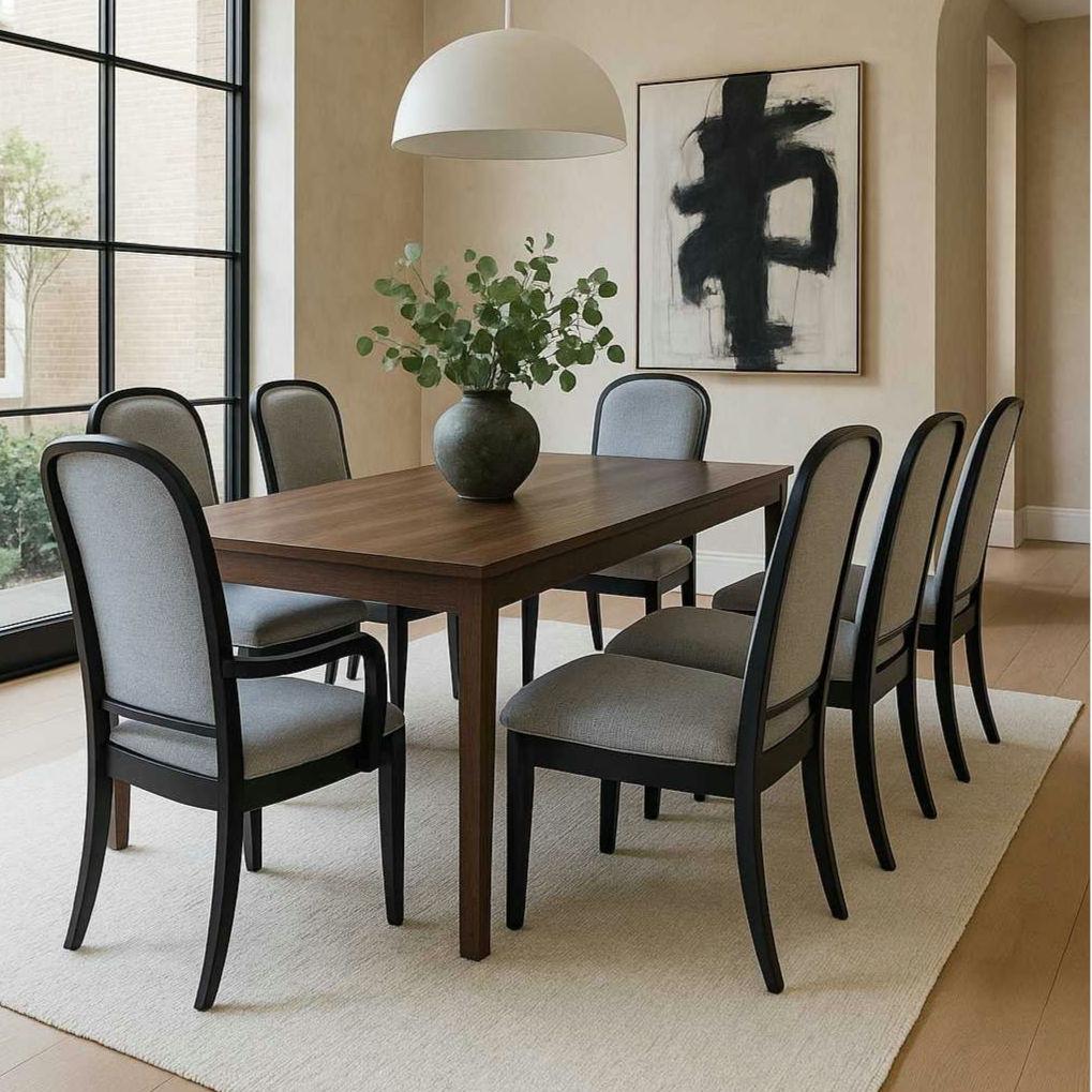 Contemporary Traditional Dining Chairs, Set of Six, Reupholstered and Refinished en vente 7