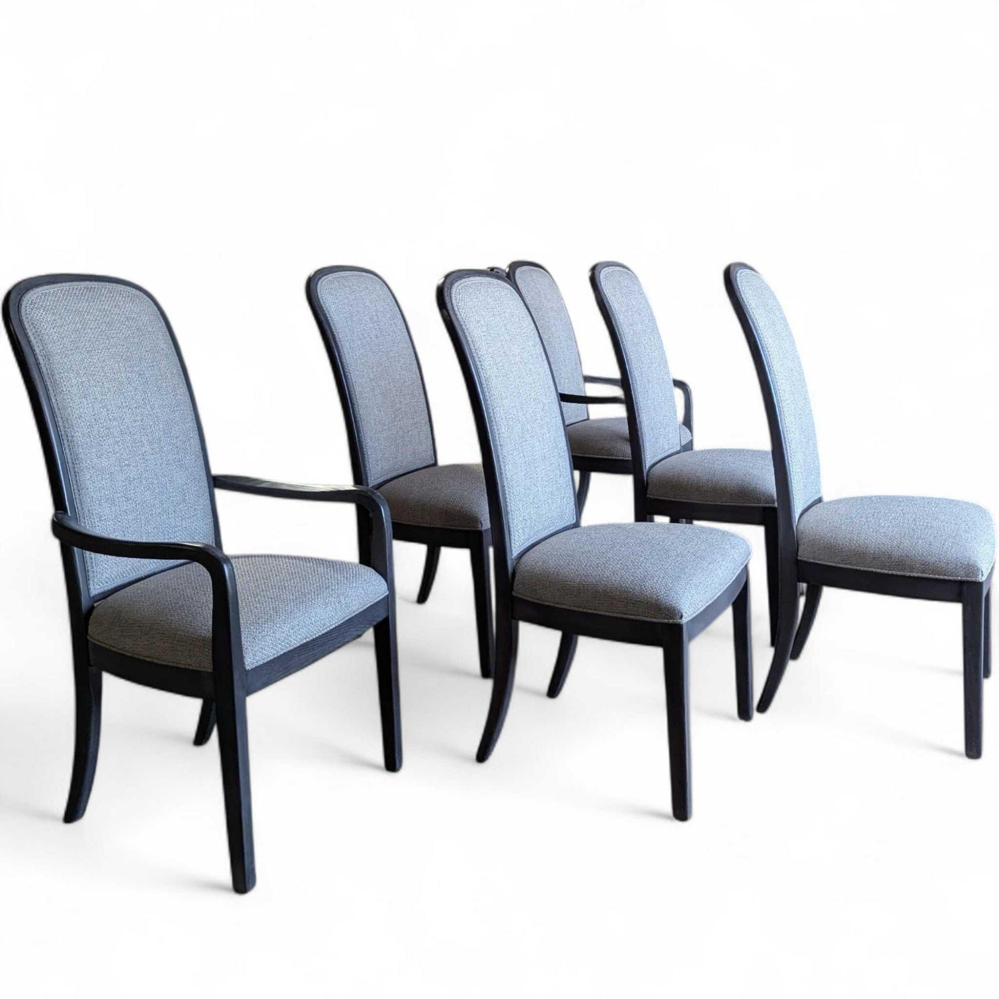 Contemporary Traditional Dining Chairs, Set of Six, Reupholstered and Refinished en vente 8