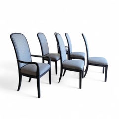 Contemporary Traditional Dining Chairs, Set of Six, Reupholstered and Refinished
