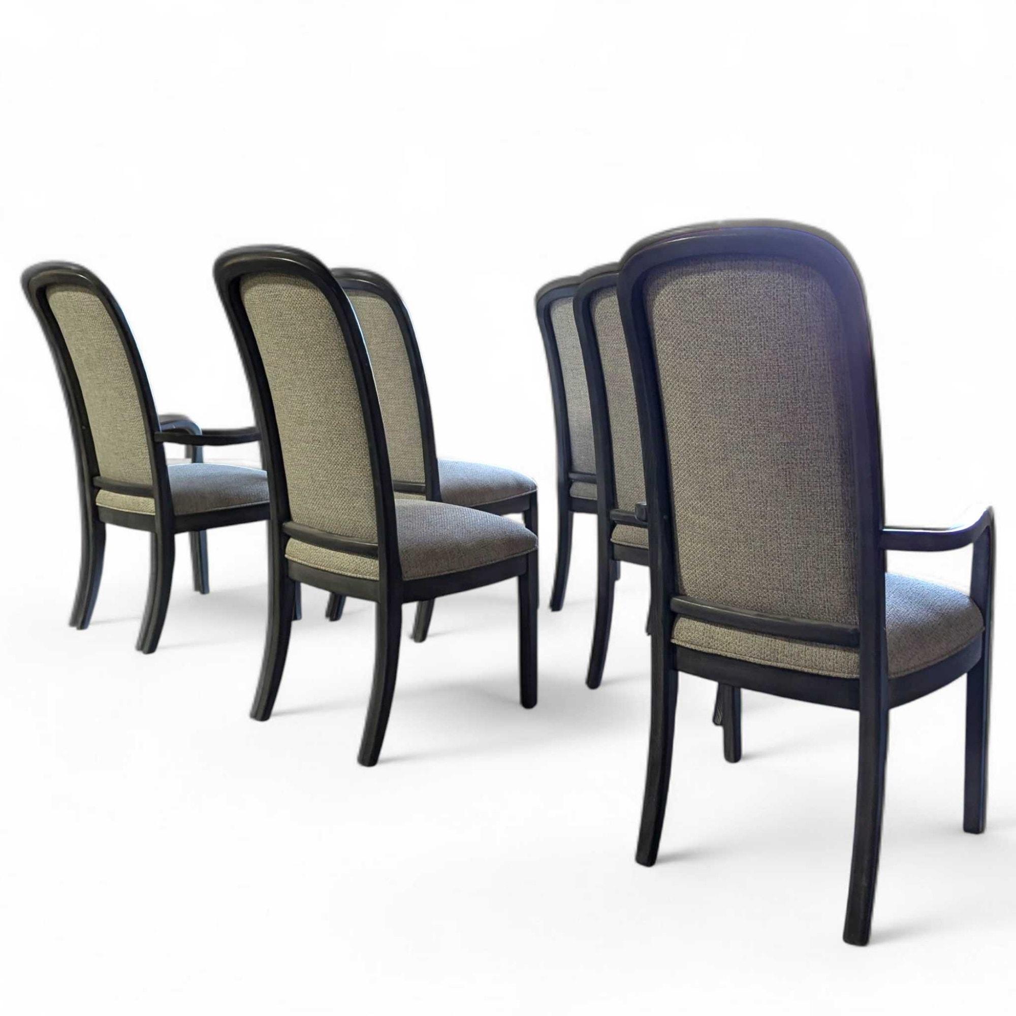 Postmoderne Contemporary Traditional Dining Chairs, Set of Six, Reupholstered and Refinished en vente