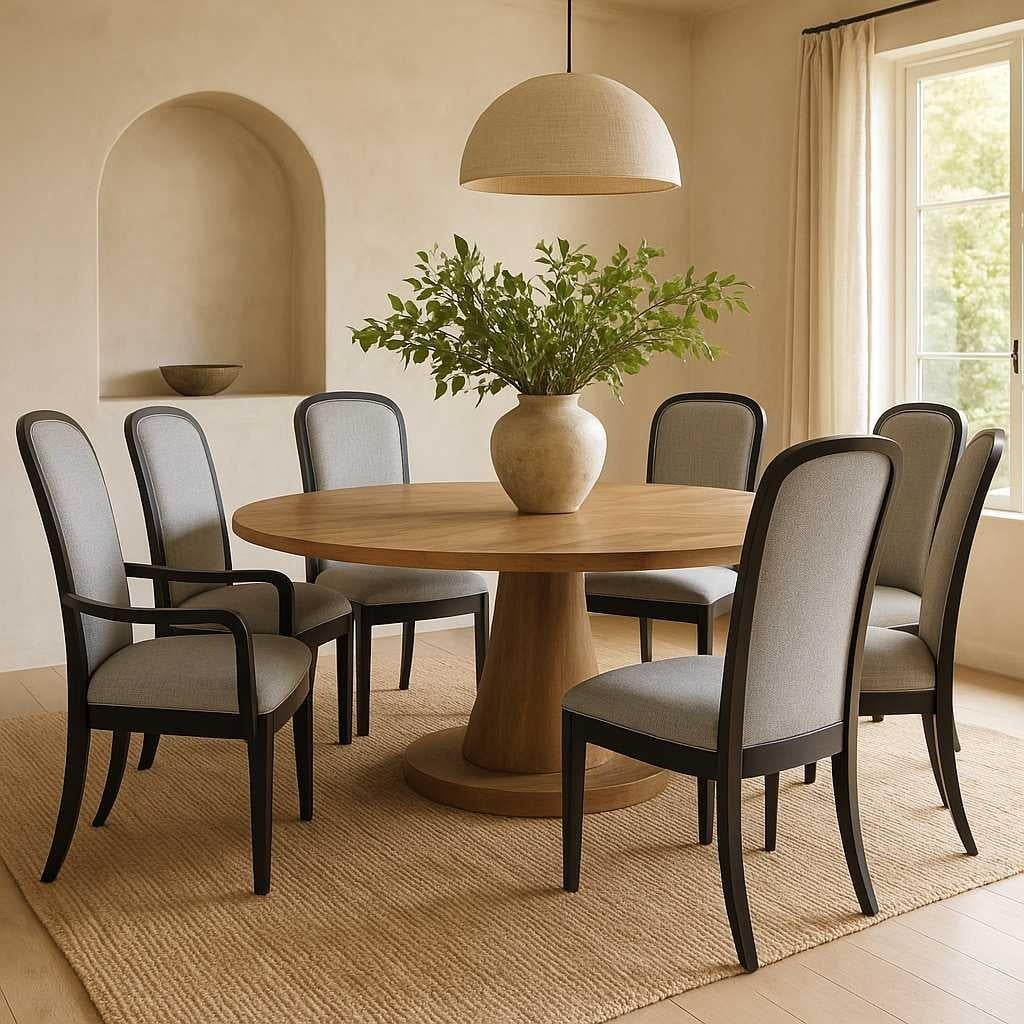 Contemporary Traditional Dining Chairs, Set of Six, Reupholstered and Refinished Bon état - En vente à Rancho Cucamonga, CA