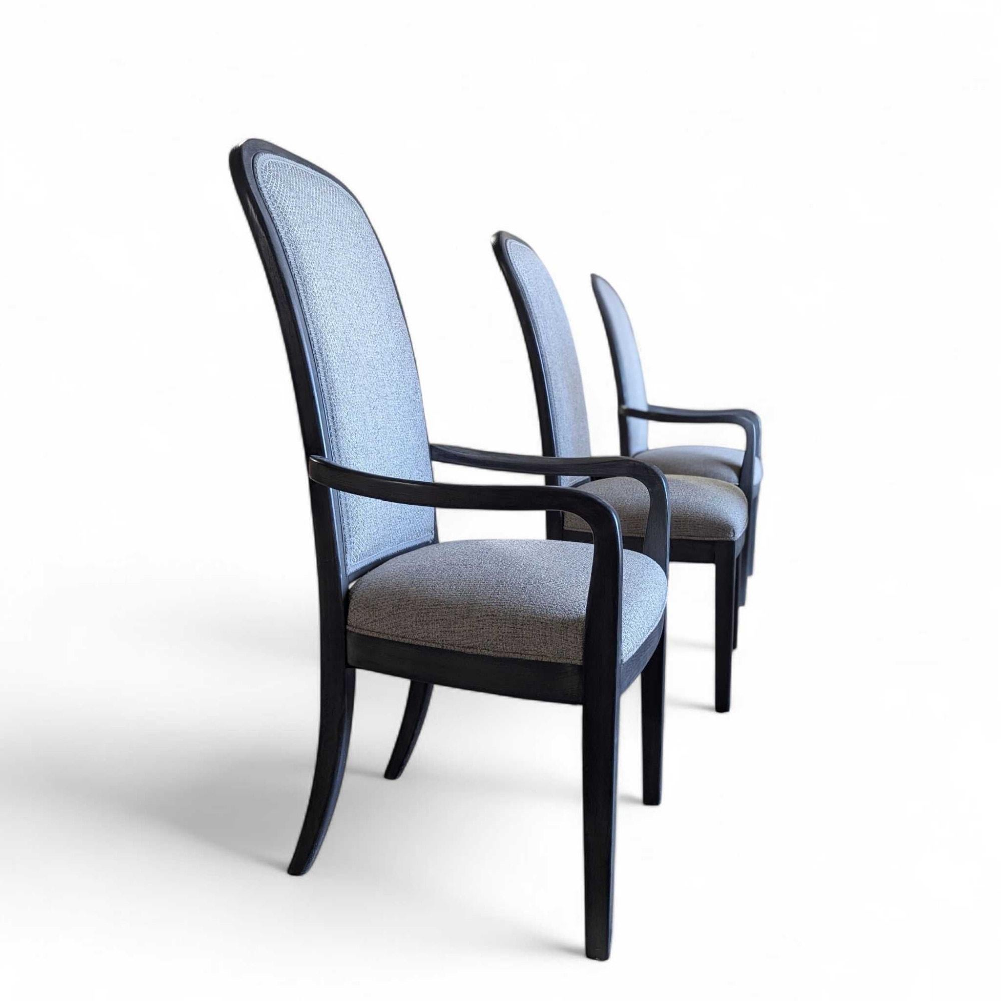 Contemporary Traditional Dining Chairs, Set of Six, Reupholstered and Refinished en vente 1
