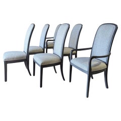 Contemporary Traditional Dining Chairs, Set of Six, Reupholstered and Refinished